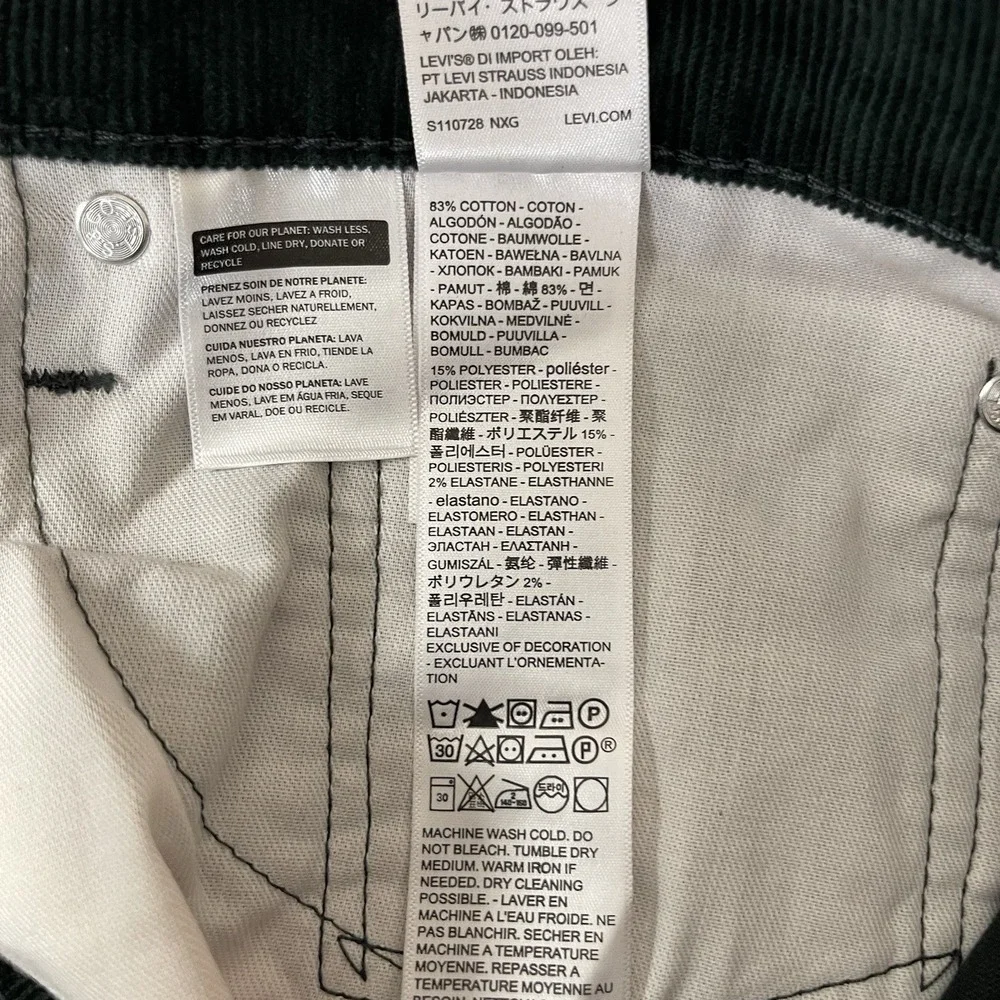 Levis 511 Pants Mens 36x34 Green Corduroy Pinwale Slim Fit Preppy Normcore New